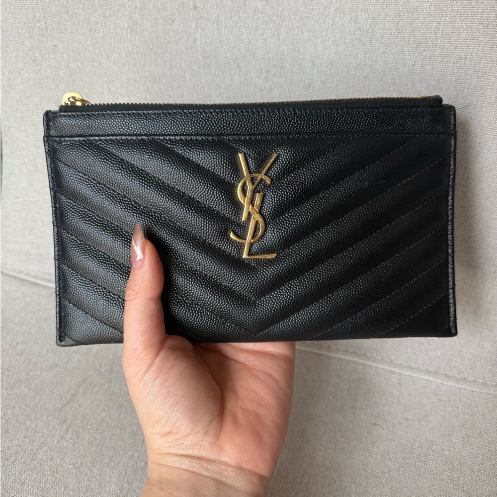 YSL Black Leather Pouch